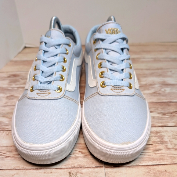 Vans Ward Lo Powder Blue EUC Low Top Women's Size 9.5 Gold Trainer Sneakers - Picture 6 of 14